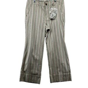 Cabi Women's Grey/Red/White Convertible Trouser Striped Pants size 16 NWOT